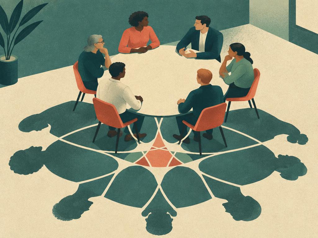 A team listening openly to one another around a table