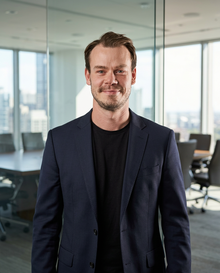 Business portrait of Oscar Lundin in a conference room